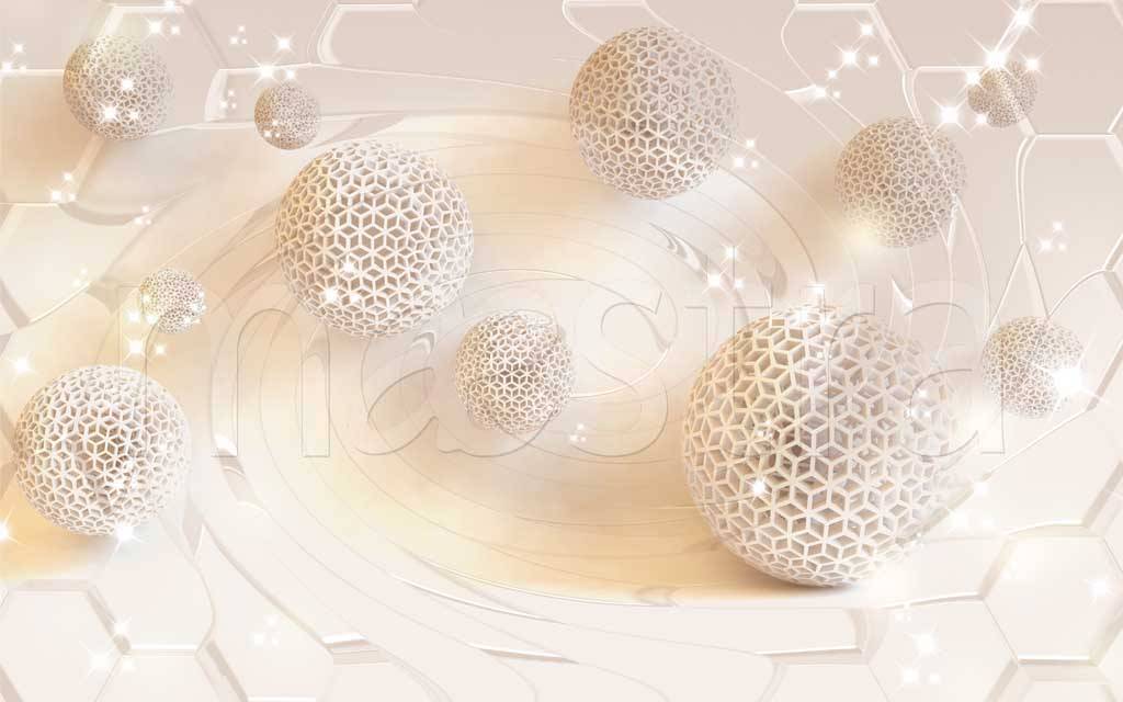 Фотообои 3д шары в серебряном цвете с блеском